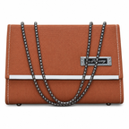 Rectangular Textured Chain Flap Shoulder Bag