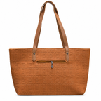 Structured Embossed Tote Bag with Scarf Accent