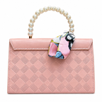 Pearl-Handle Scarf-Accent Handbag