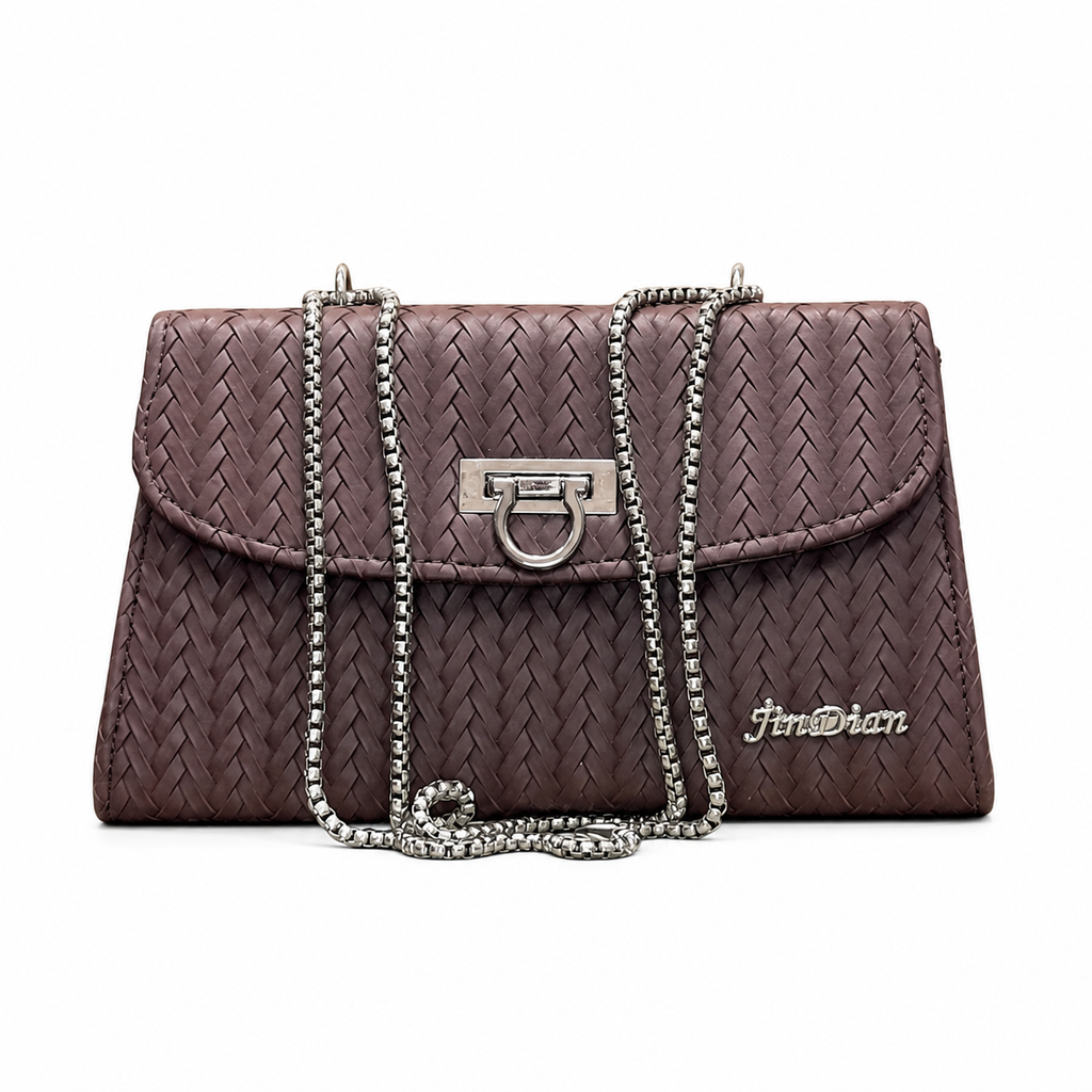 Chevron Embossed Chain Shoulder Bag