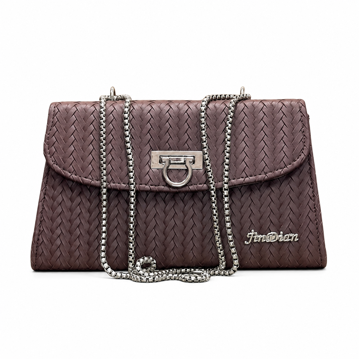 Chevron Embossed Chain Shoulder Bag
