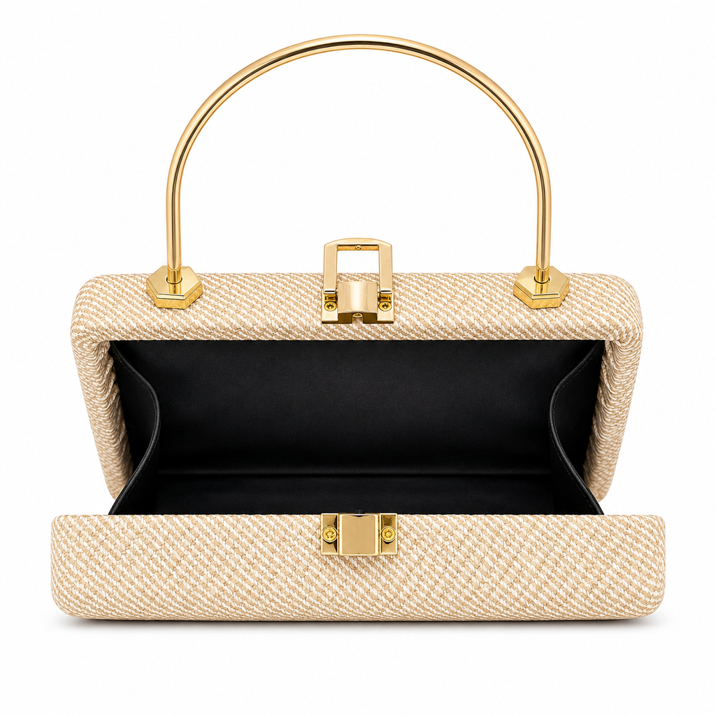 Textured Box Handbag with Top Handle and Chain Strap