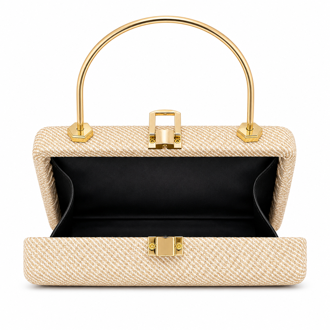 Textured Box Handbag with Top Handle and Chain Strap