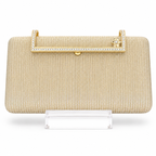 Textured Crystal-Frame Hard-Case Clutch