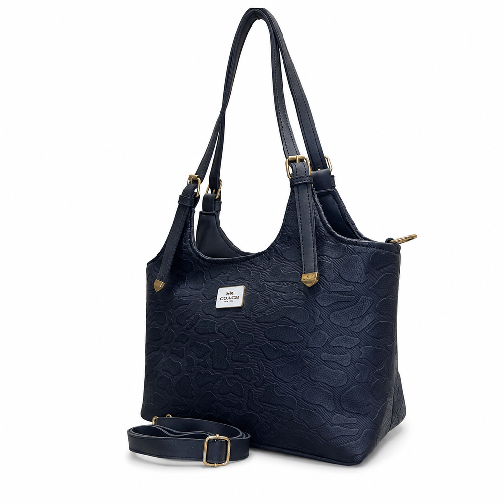 Structured Embossed Shoulder Tote Bag