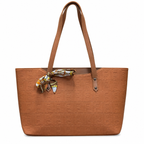 Structured Embossed Tote Bag with Scarf Accent