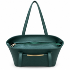 Structured Textured Shoulder Tote with Front Pocket
