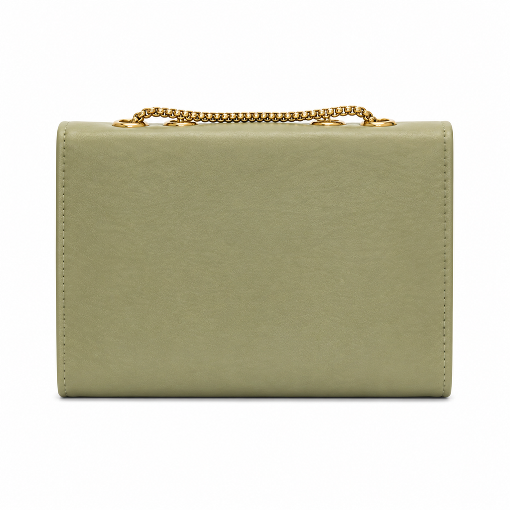 Diagonal-Bar Chain Flap Shoulder Bag