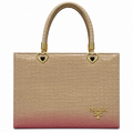 Croc-Textured Structured Handbag with Heart Handles