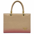 Croc-Textured Structured Handbag with Heart Handles