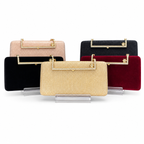 Textured Crystal-Frame Hard-Case Clutch