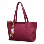 Structured Embossed Tote Bag with Scarf Accent