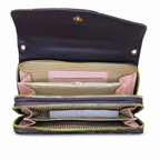 All-Over Letter-Pattern Flap Clutch