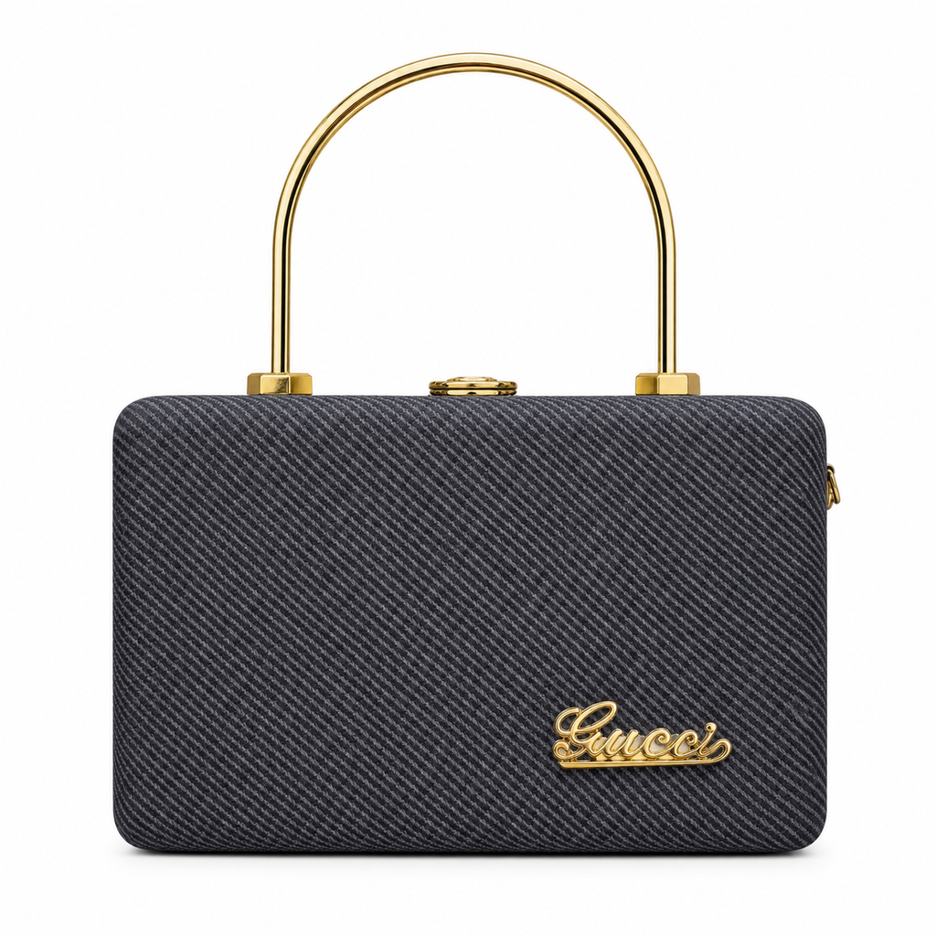 Textured Box Handbag with Top Handle and Chain Strap
