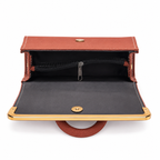 Textured Frame-Detail Top-Handle Handbag