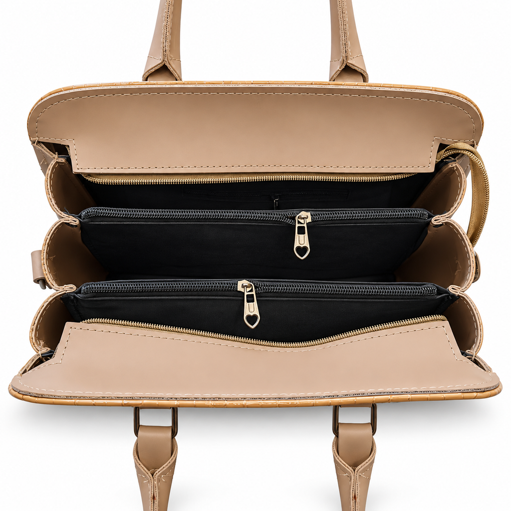Crocodile-Embossed Structured Handbag