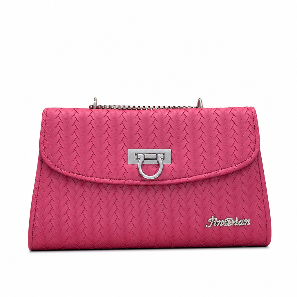 Chevron Embossed Chain Shoulder Bag