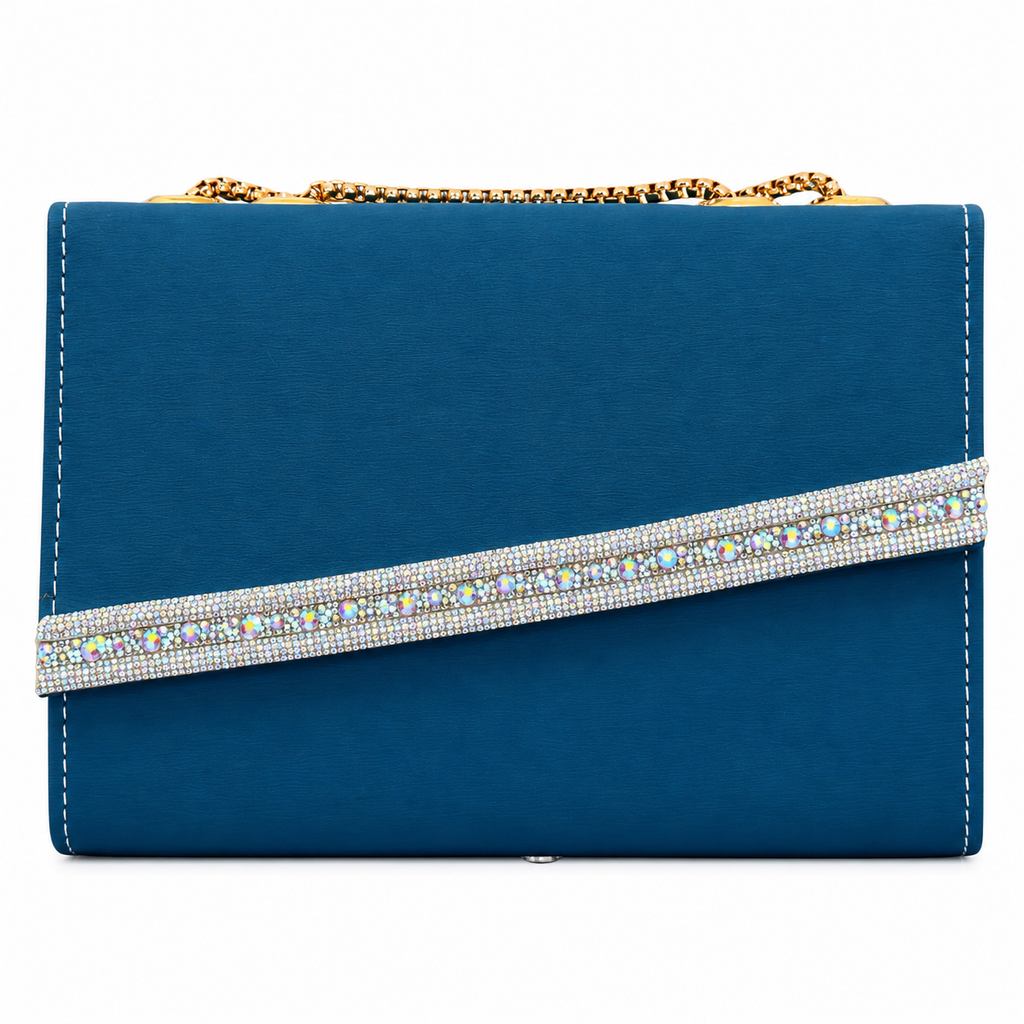 Crystal-Detail Envelope Chain Shoulder Bag