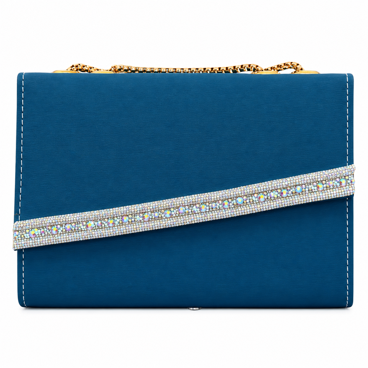 Crystal-Detail Envelope Chain Shoulder Bag