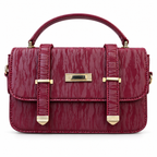 Textured Buckle Detail Satchel Handbag