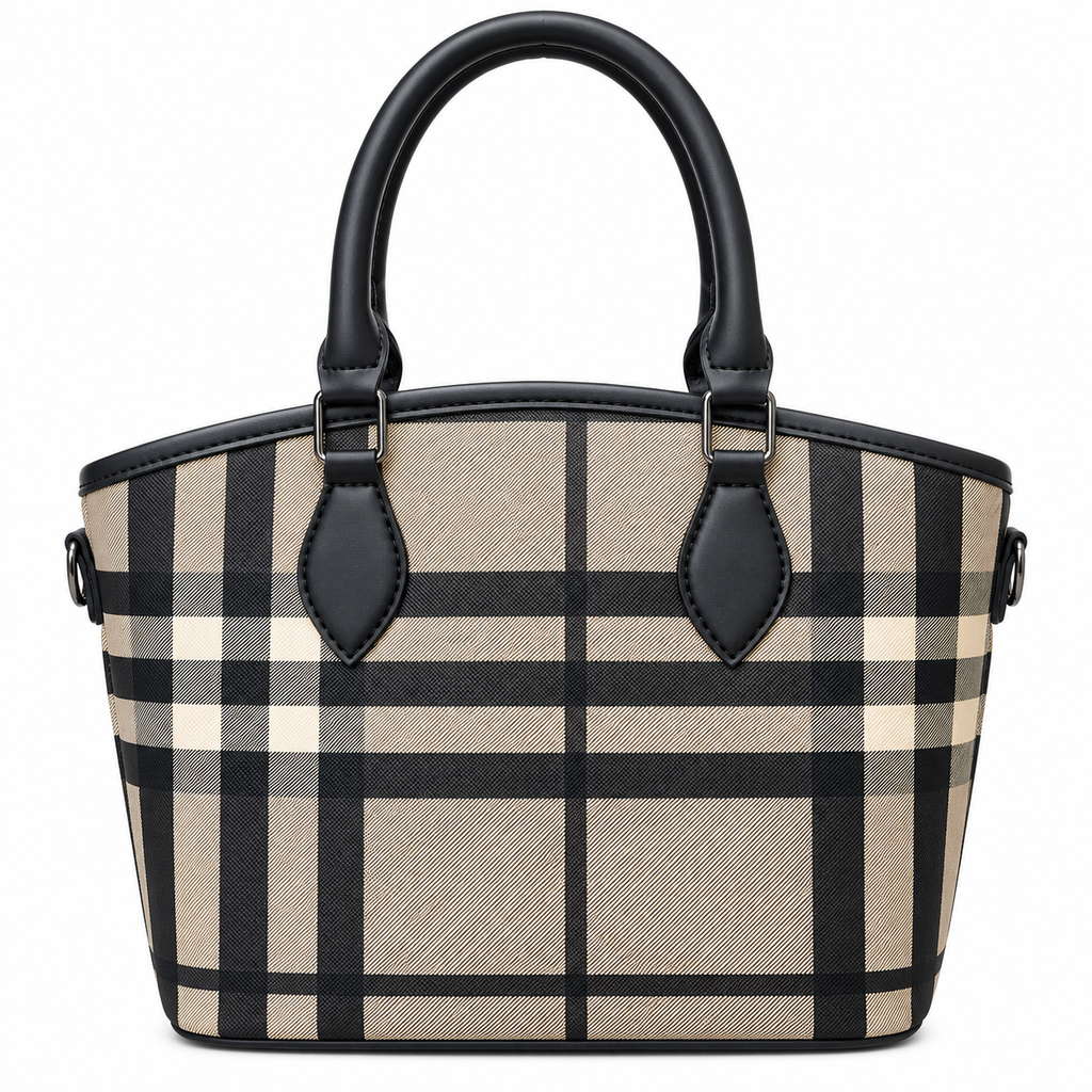 Plaid Print Top Handle Bag
