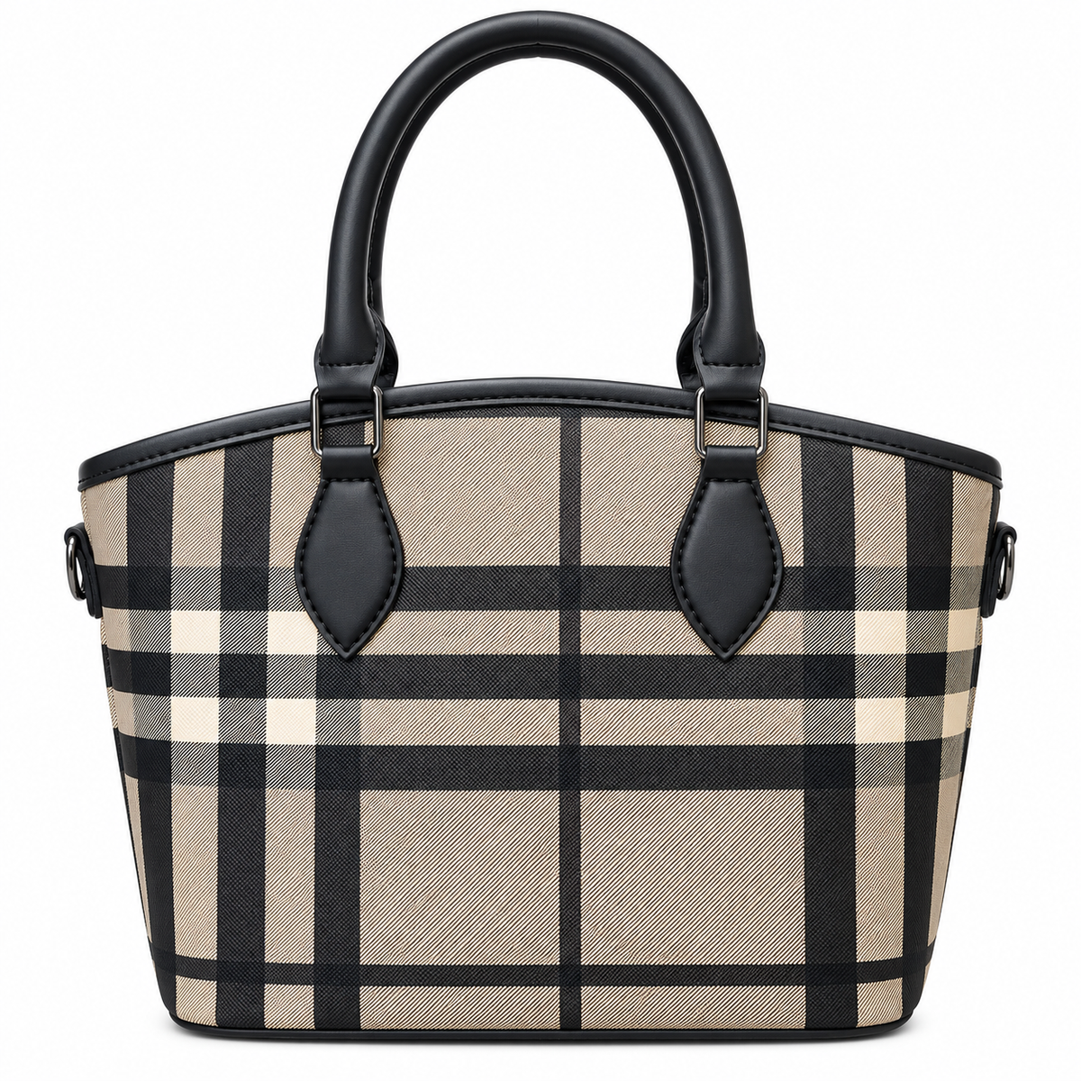 Plaid Print Top Handle Bag