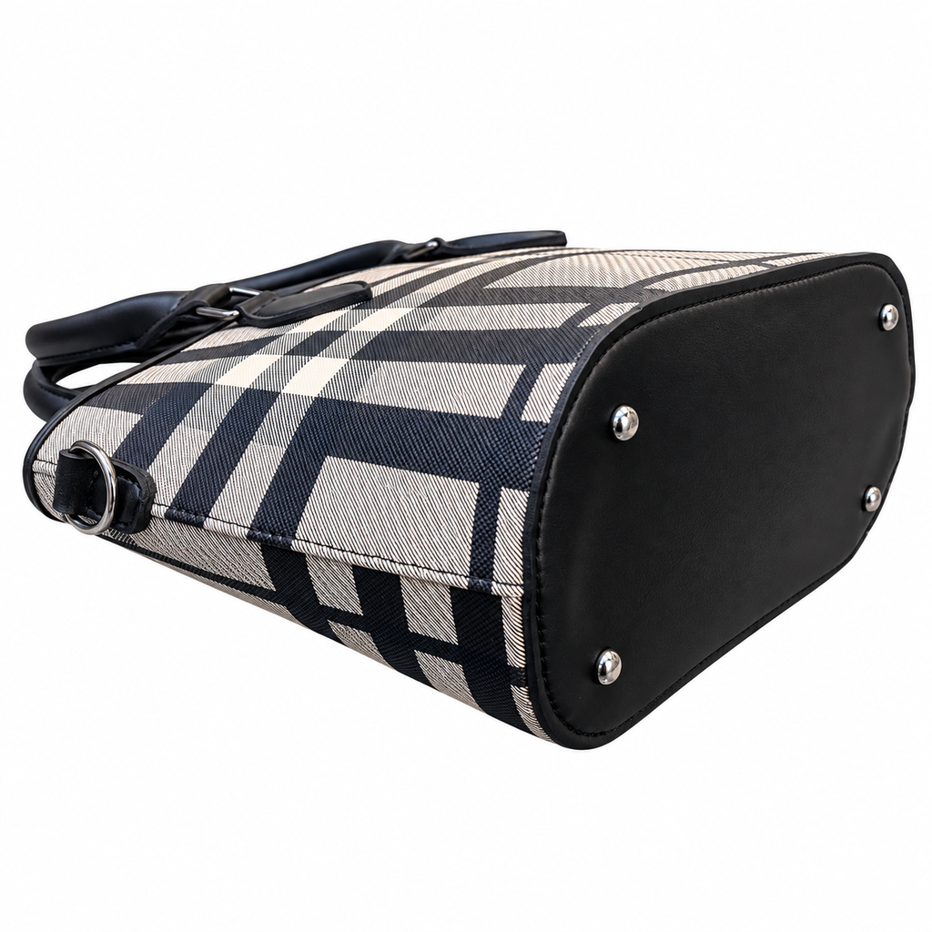 Plaid Print Top Handle Bag