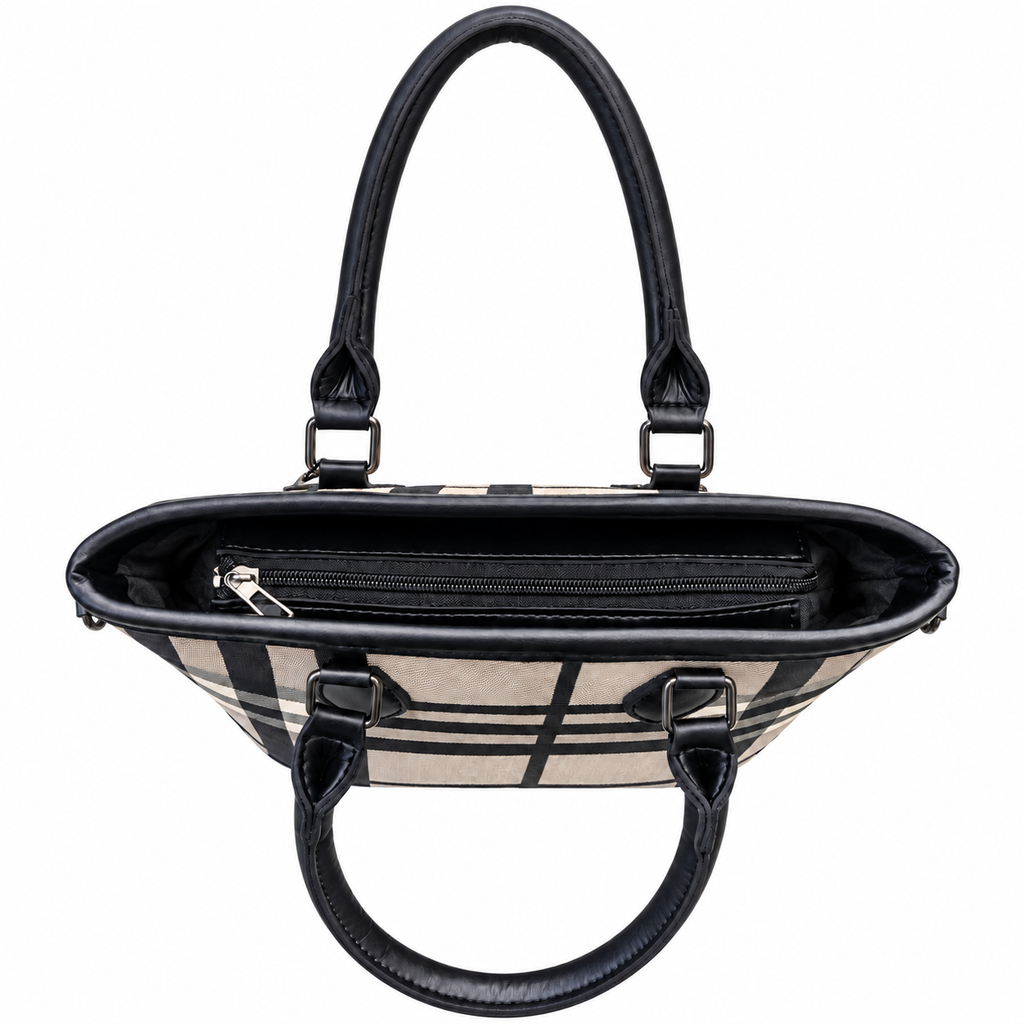 Plaid Print Top Handle Bag