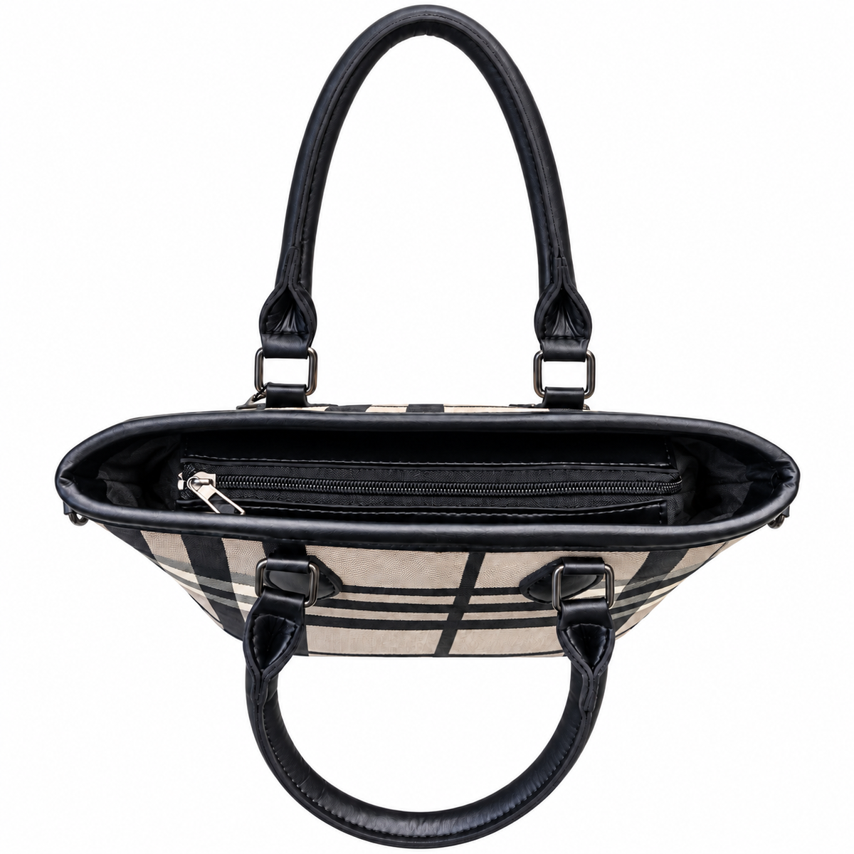 Plaid Print Top Handle Bag