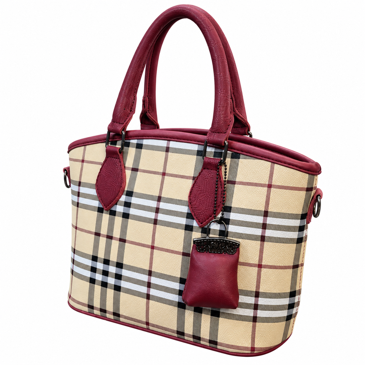 Plaid Print Top Handle Bag