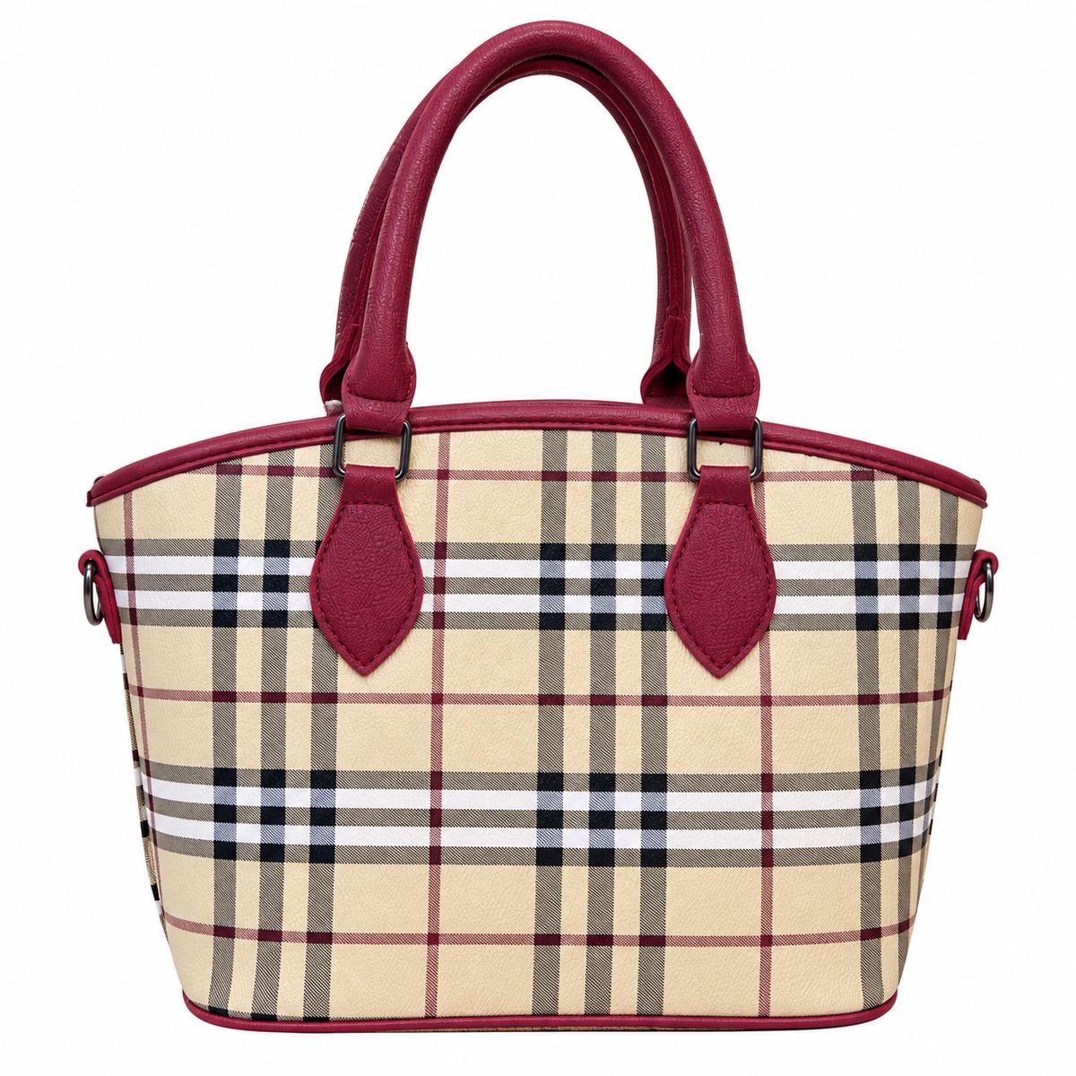 Plaid Print Top Handle Bag