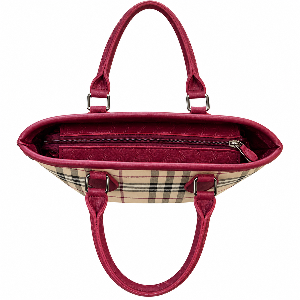 Plaid Print Top Handle Bag