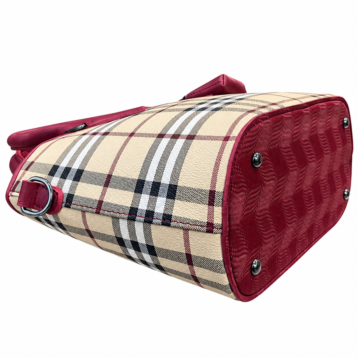 Plaid Print Top Handle Bag