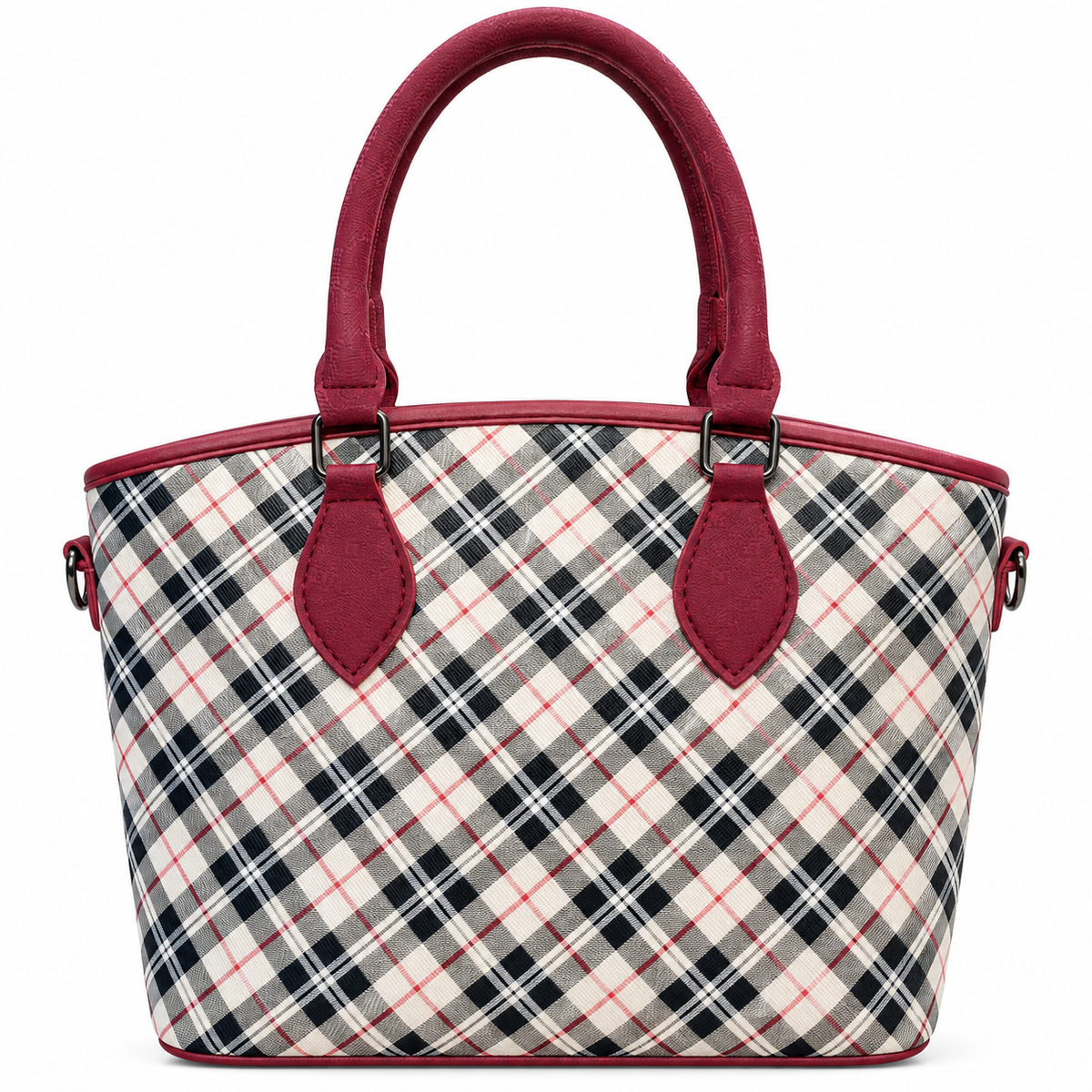 Plaid Print Top Handle Bag