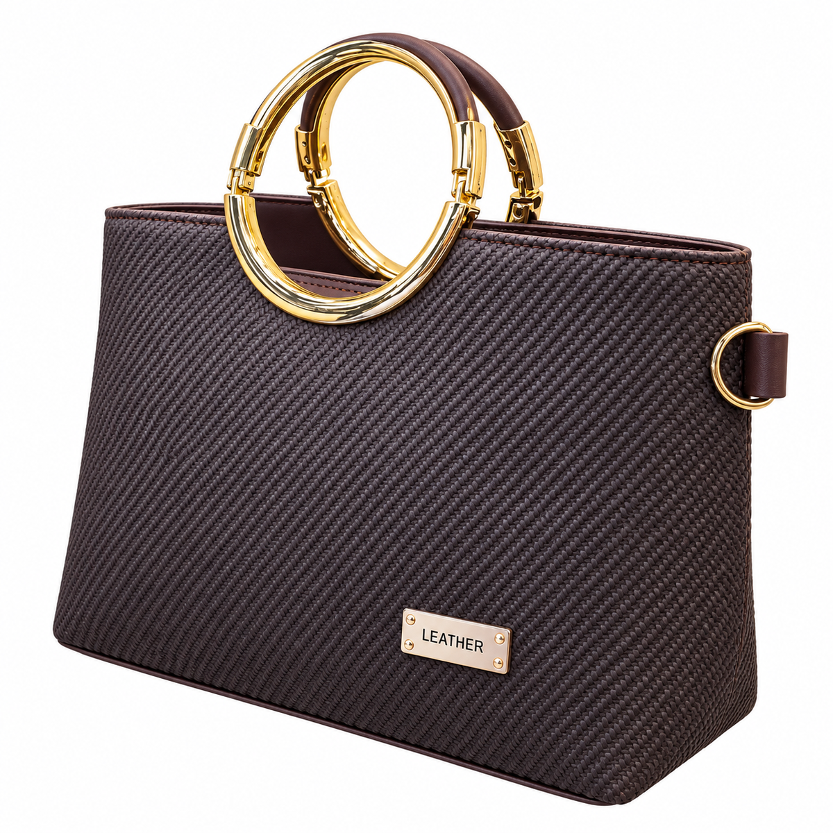 Textured Ring Handle Handbag