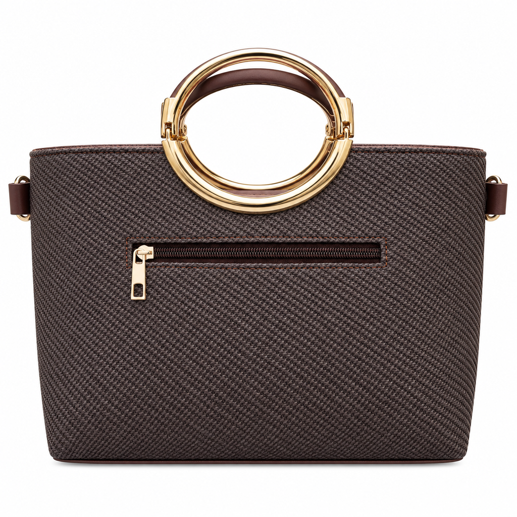 Textured Ring Handle Handbag