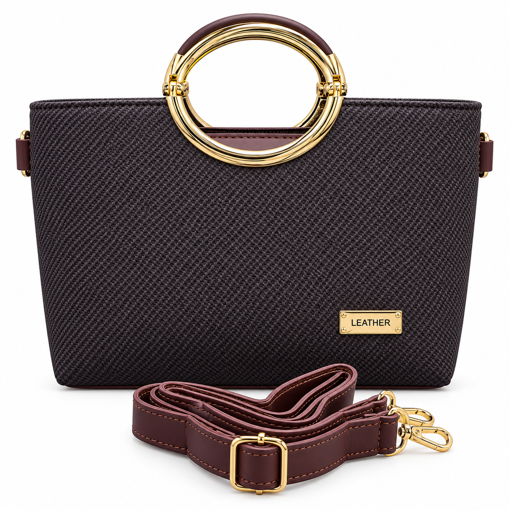Textured Ring Handle Handbag