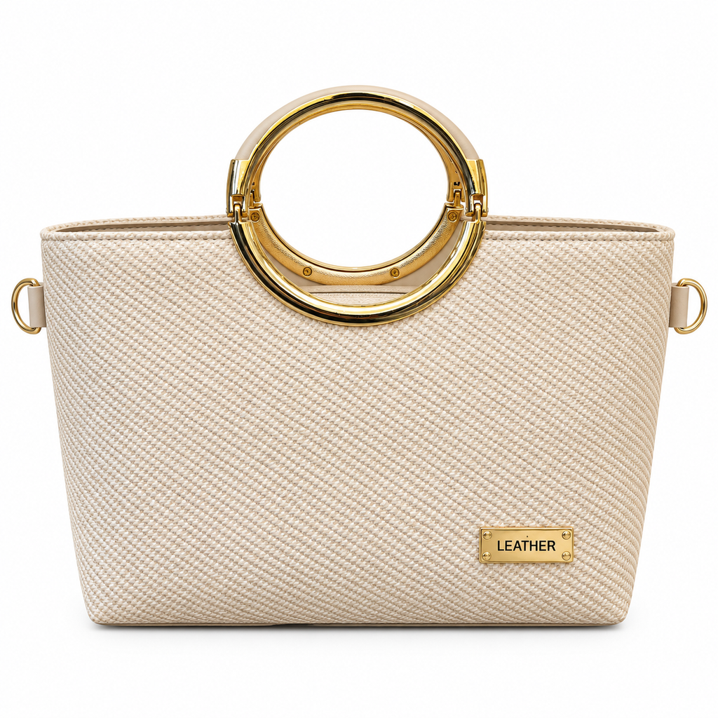 Textured Ring Handle Handbag