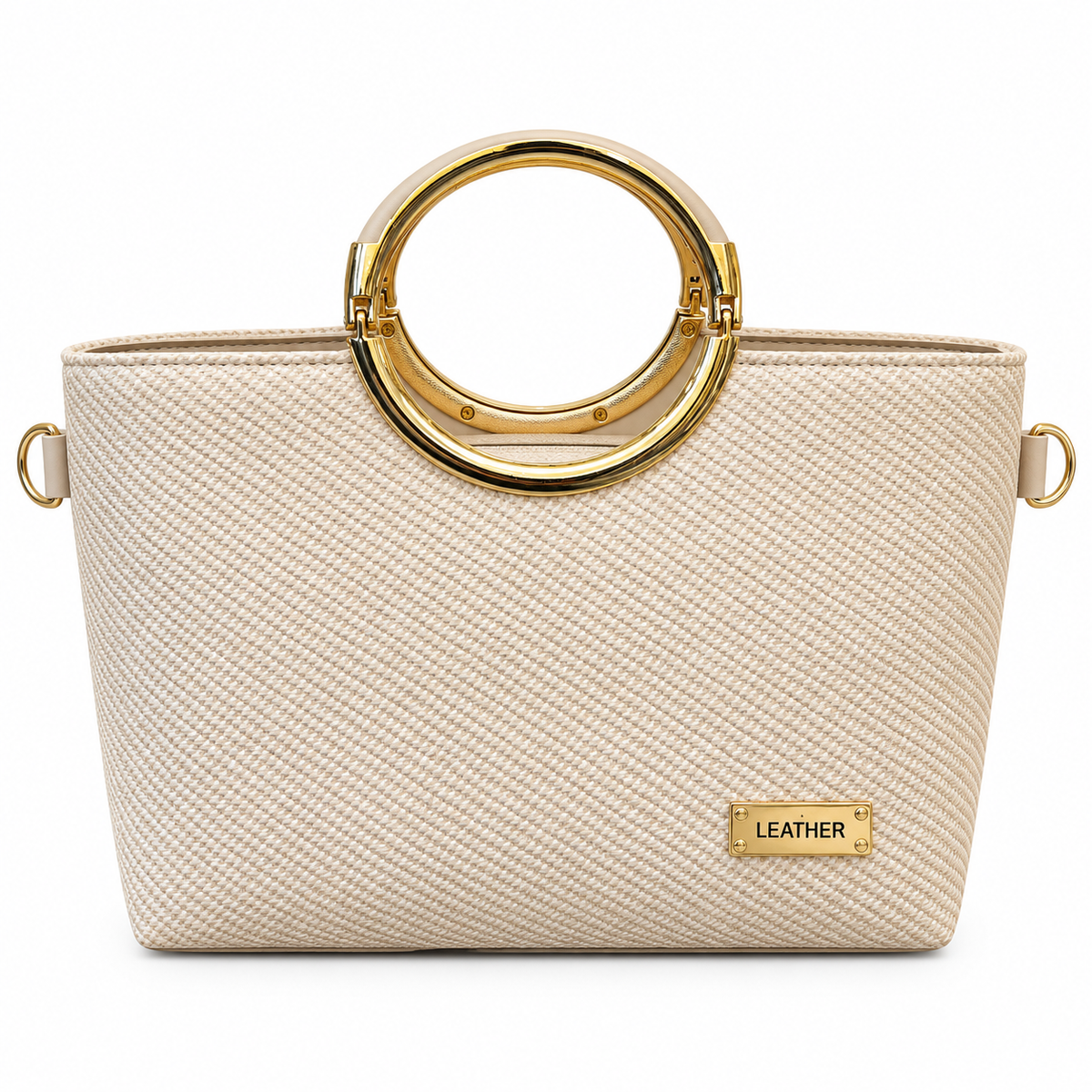 Textured Ring Handle Handbag