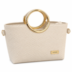 Textured Ring Handle Handbag