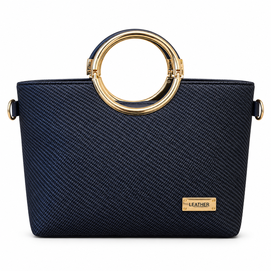 Textured Ring Handle Handbag