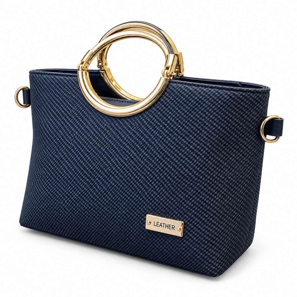 Textured Ring Handle Handbag