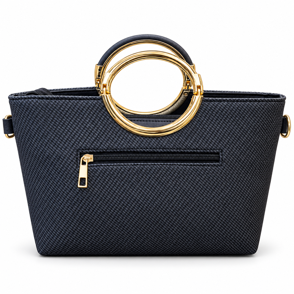 Textured Ring Handle Handbag