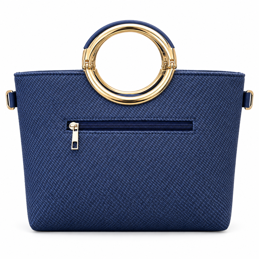 Textured Ring Handle Handbag