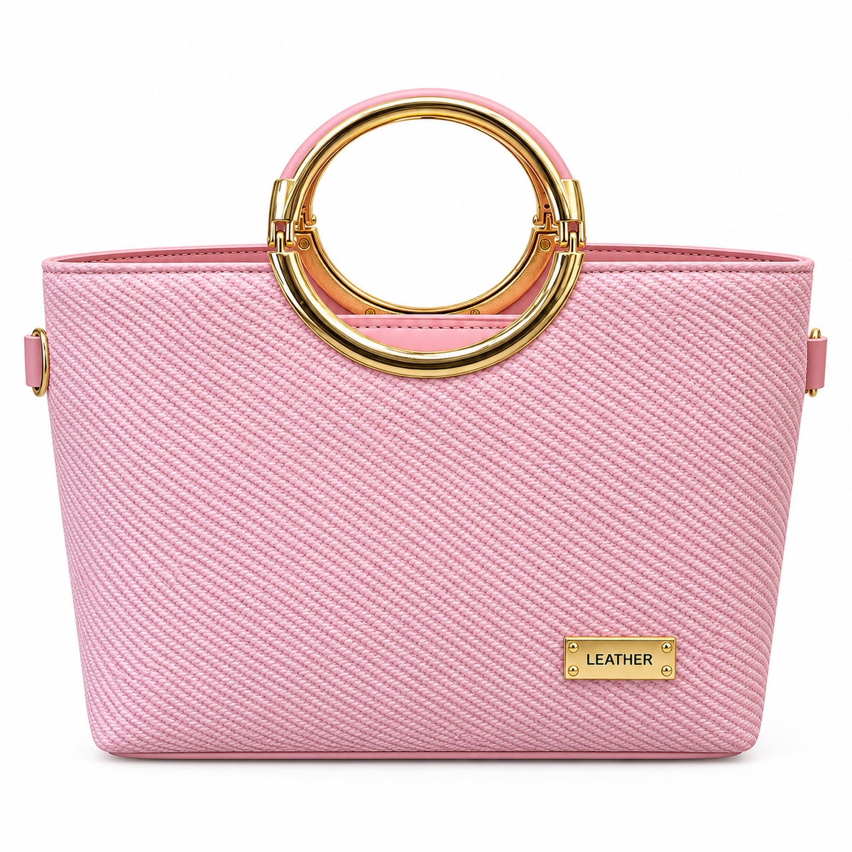 Textured Ring Handle Handbag