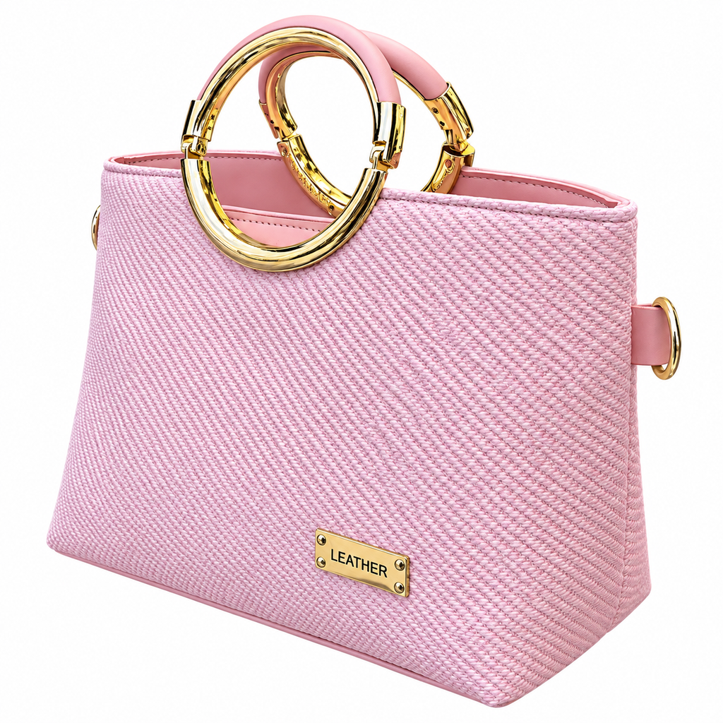 Textured Ring Handle Handbag