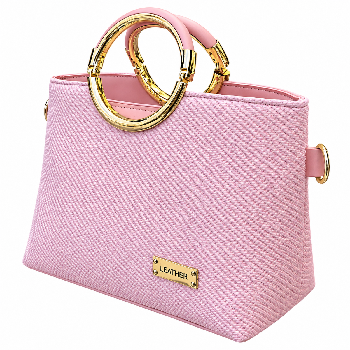 Textured Ring Handle Handbag