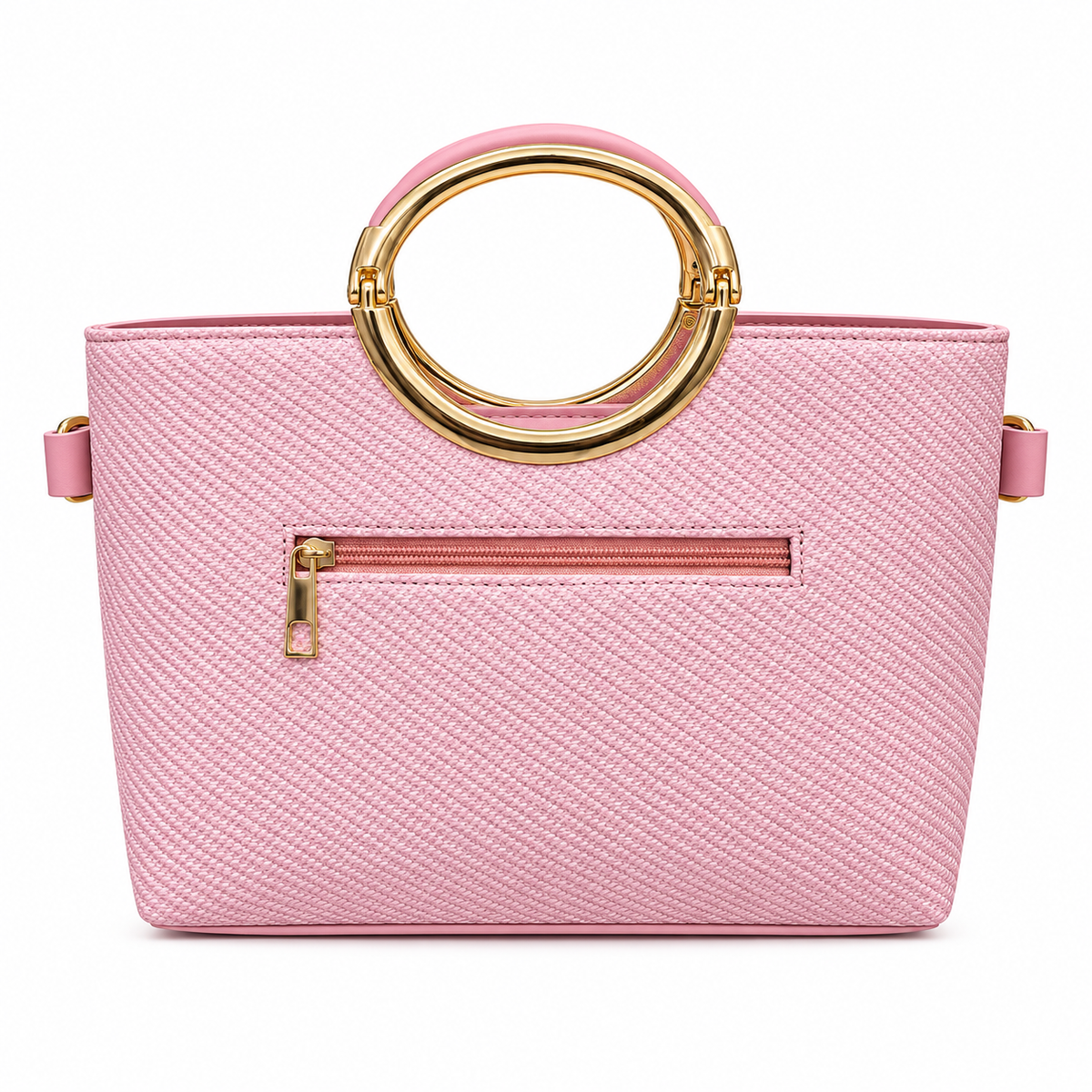 Textured Ring Handle Handbag
