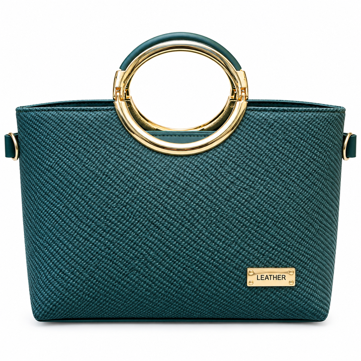 Textured Ring Handle Handbag