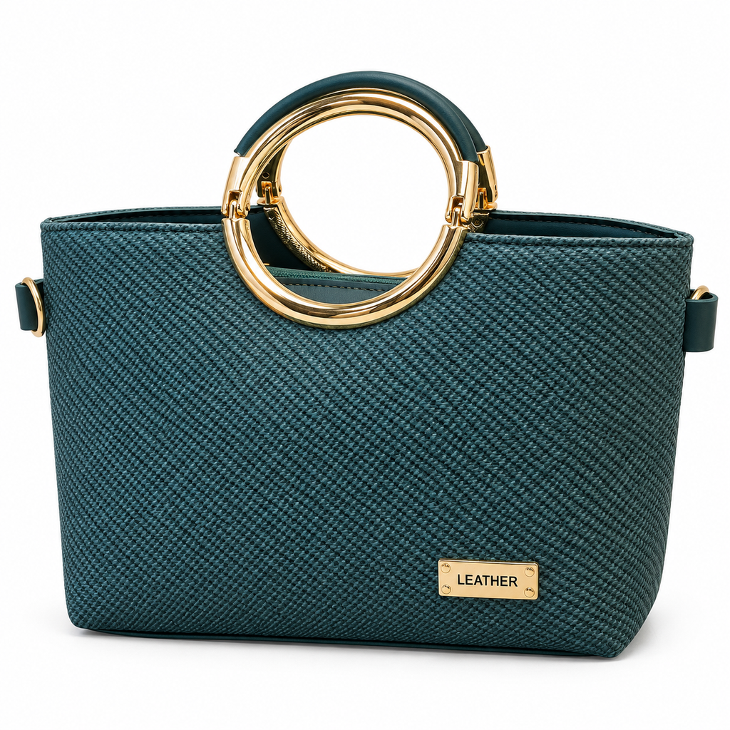 Textured Ring Handle Handbag